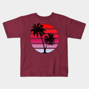 Retrowave Red Sunset Design Kids T-Shirt